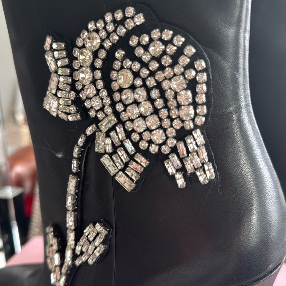 Elegant Black Embellished Ankle Boots - Picture 9 of 10